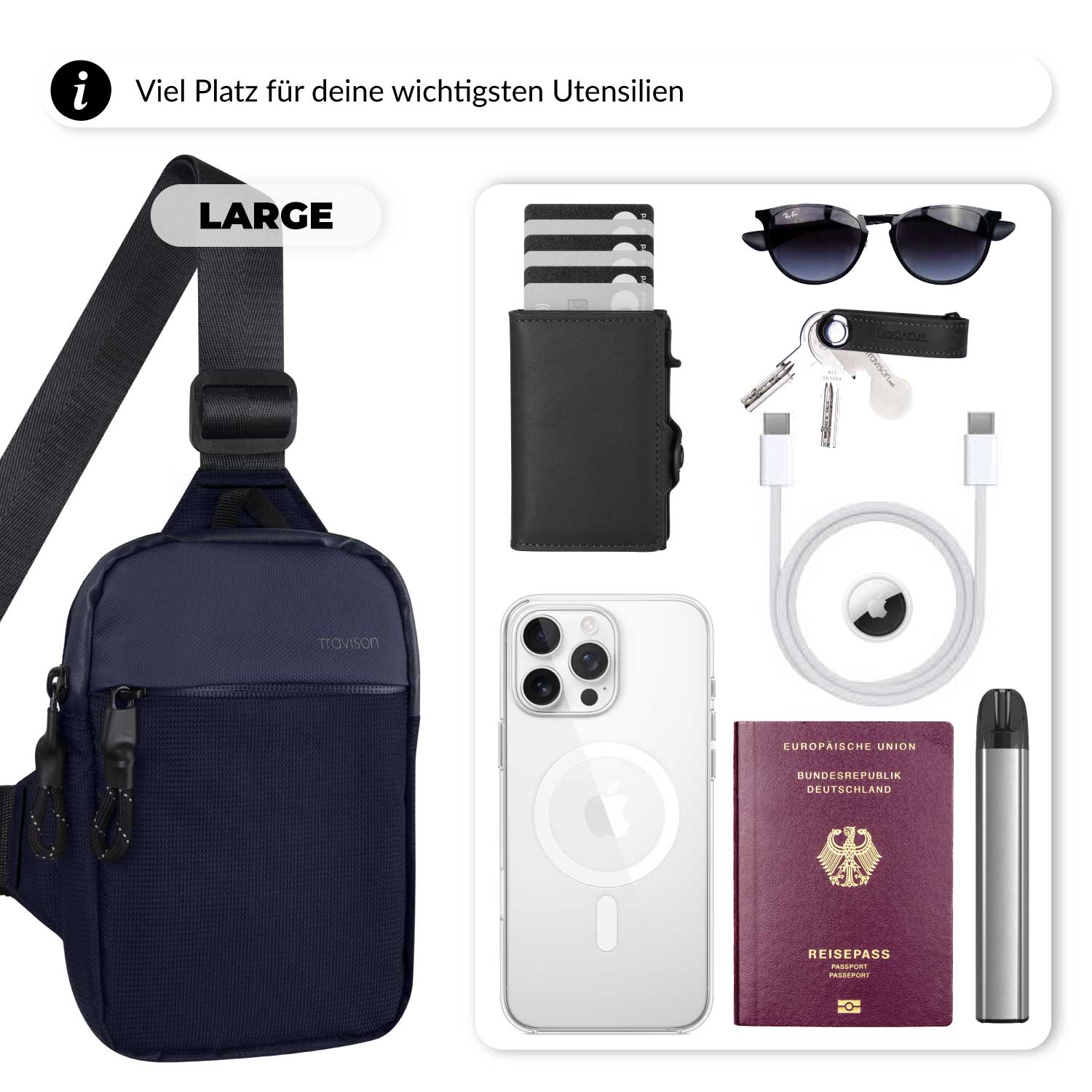 Travison Sling Bag Everyday Bag/Large/Blau
