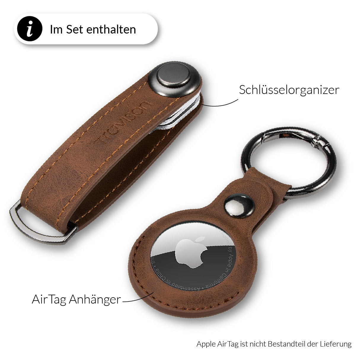 Key Organizer Hellbraun mit Schlüsselanhänger für AirTag/Hellbraun