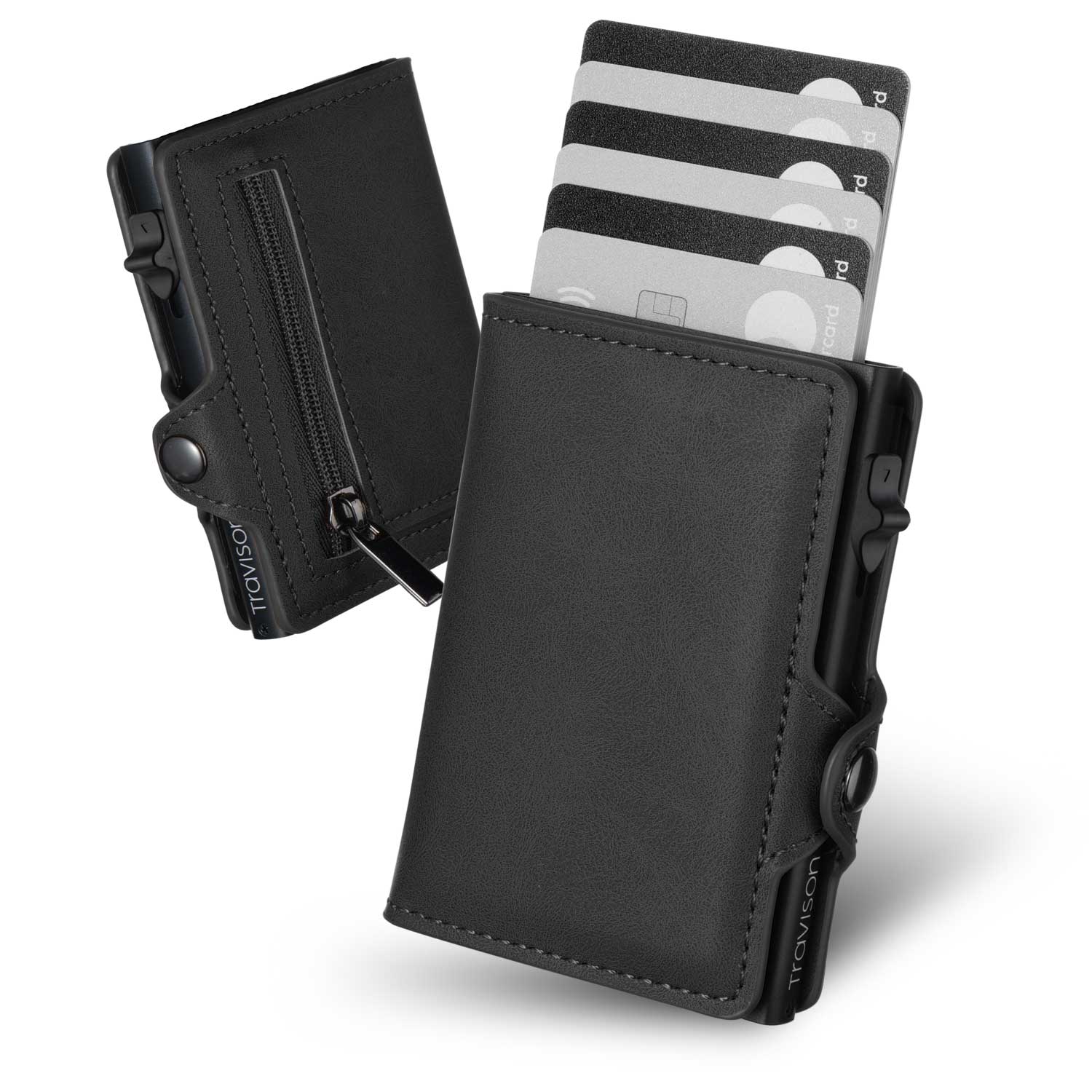 Smart Wallet in Schwarz - Flaches Portemonnaie/Schwarz/Nein