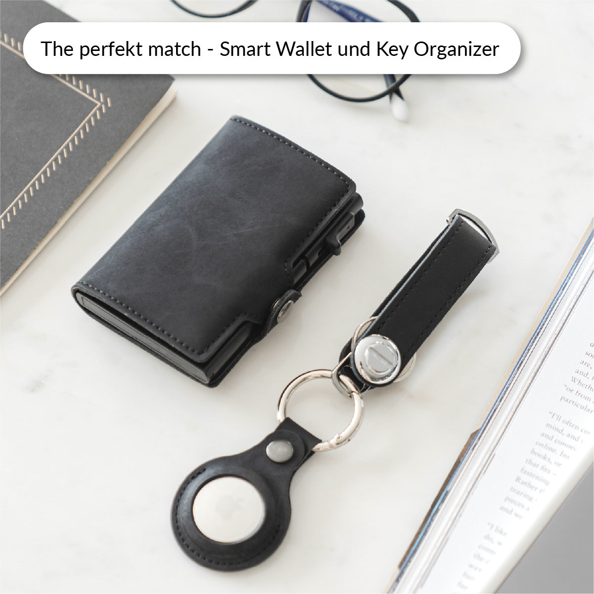Key Organizer Hellbraun zusammen mit dem Smart Wallet/Hellbraun