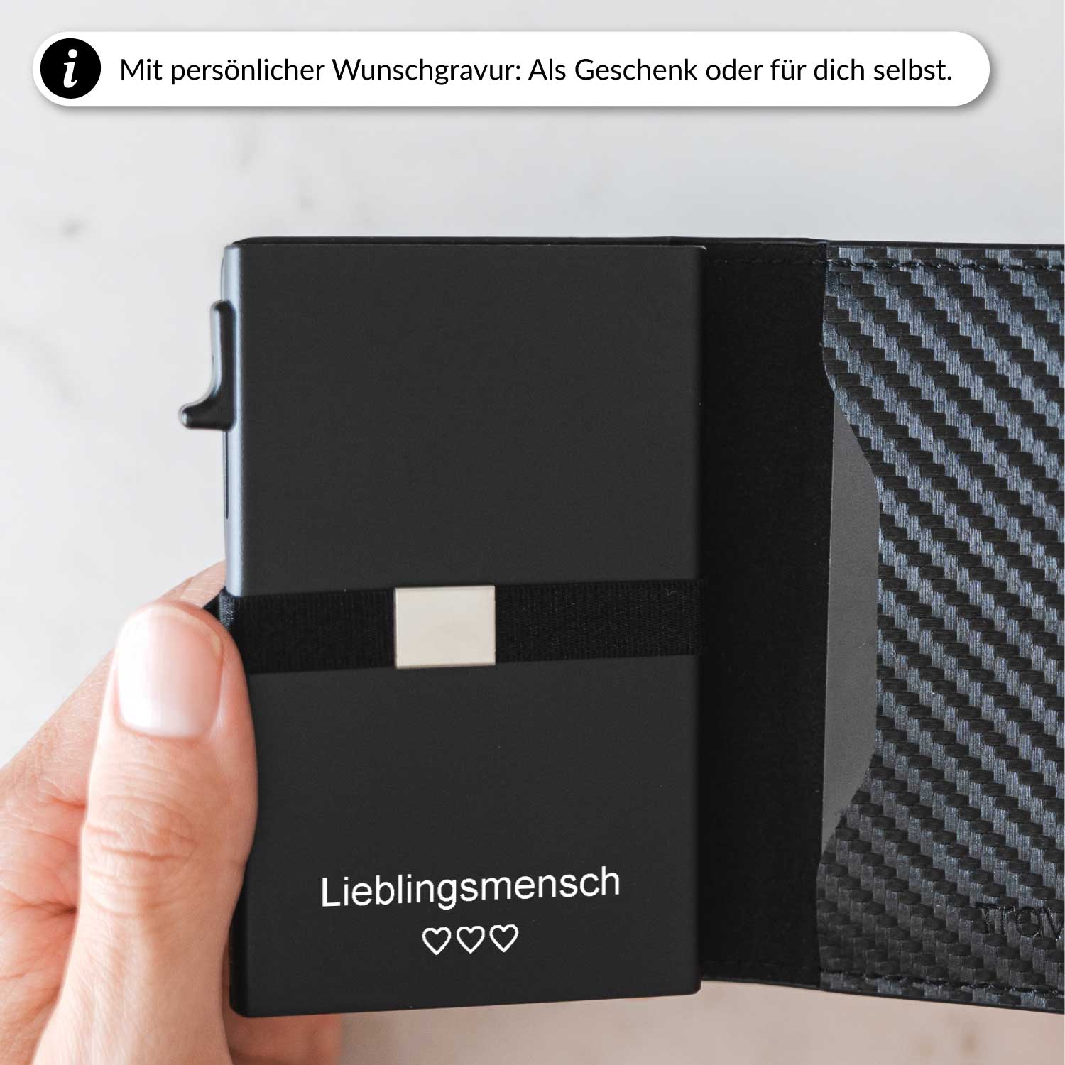 Herren Portemonnaie mit Gravur/Carbon/Ja