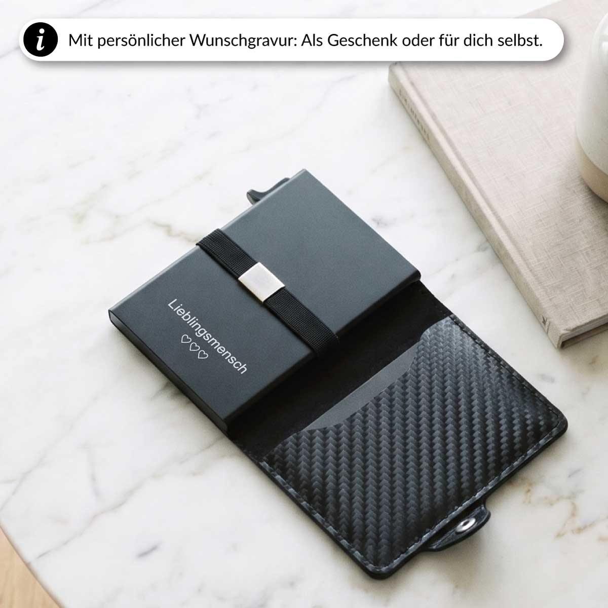 Smart Wallet in Carbon mit persönlicher Gravur/Carbon/Nein