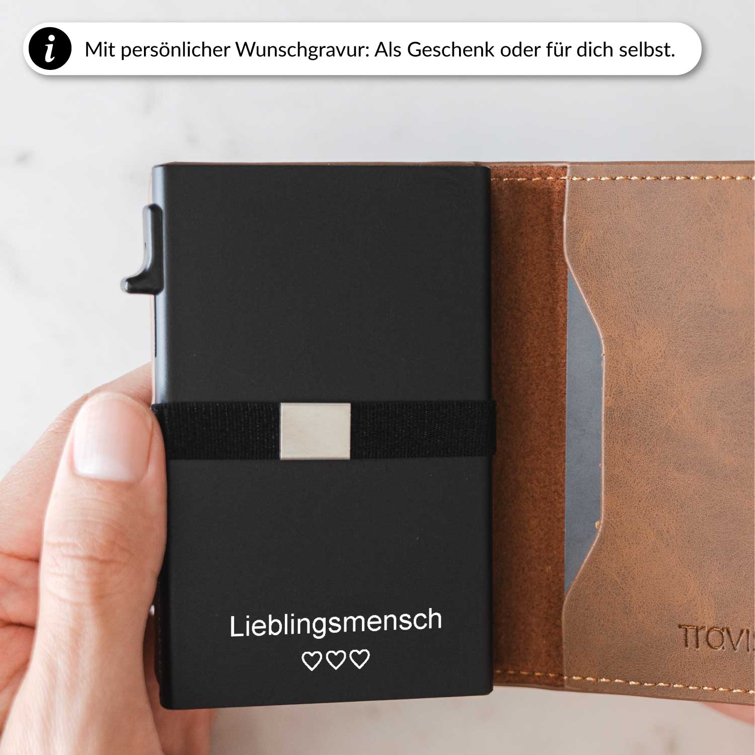 Travison Smart Wallet mit persönlicher Gravur/Hellbraun/Nein