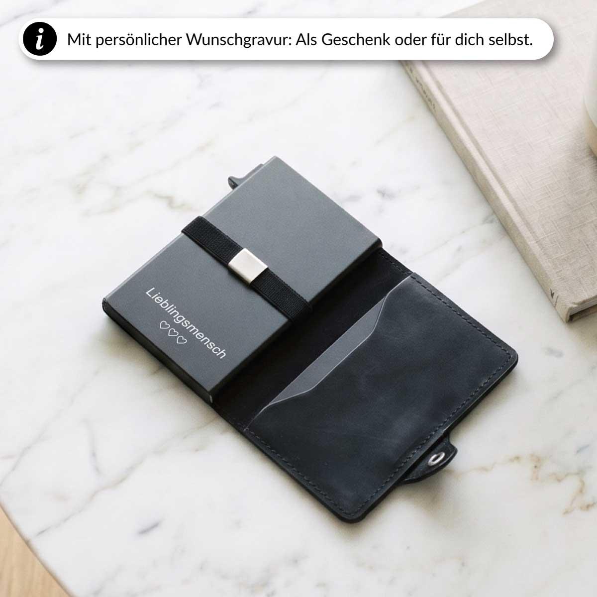 Geldbeutel mit persönlicher Gravur/Schwarz/Ja