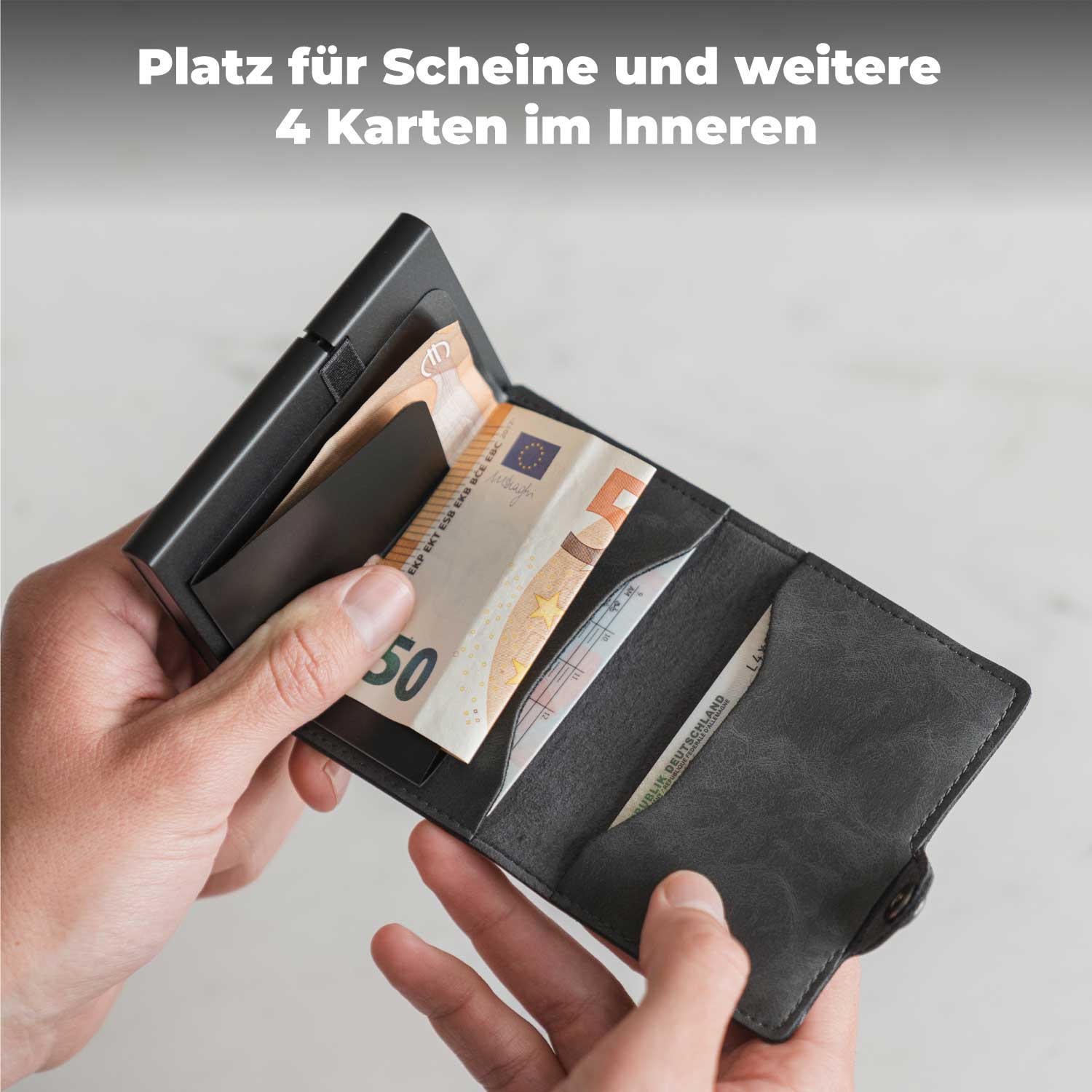 Smart Wallet Schwarz mit Geldscheinfach/Schwarz/Nein