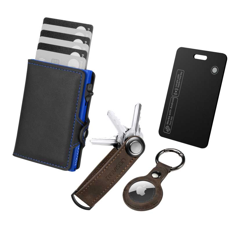 Smart Wallet + Key Organizer + Tracking Karte