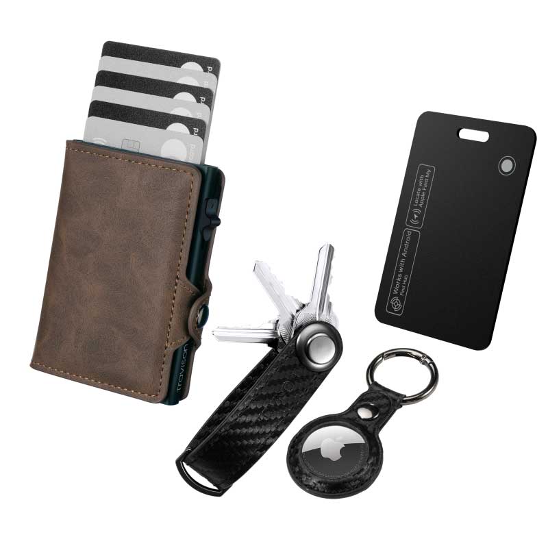 Smart Wallet + Key Organizer + Tracking Karte
