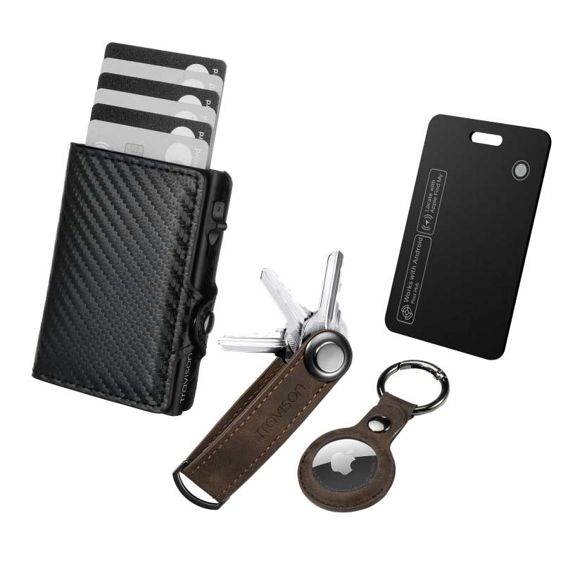 Smart Wallet + Key Organizer + Tracking Karte
