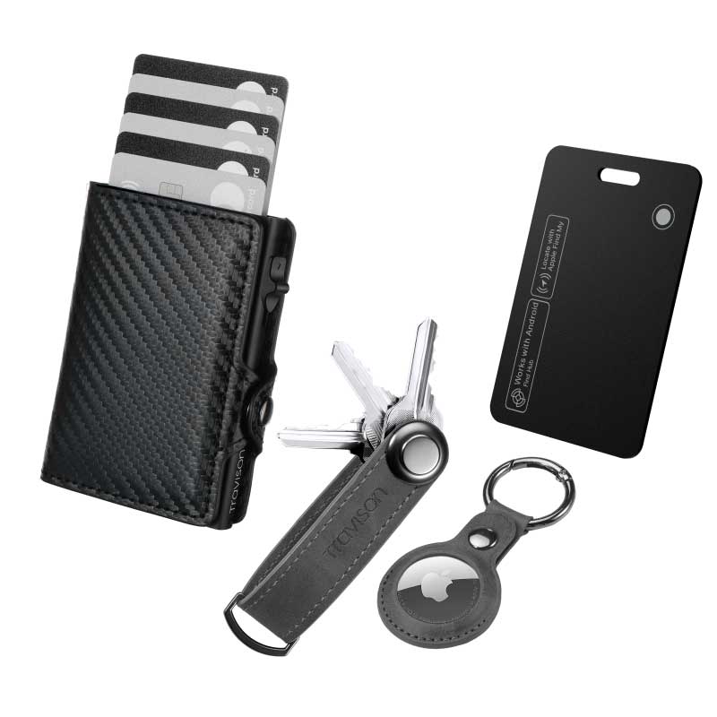 Smart Wallet + Key Organizer + Tracking Karte