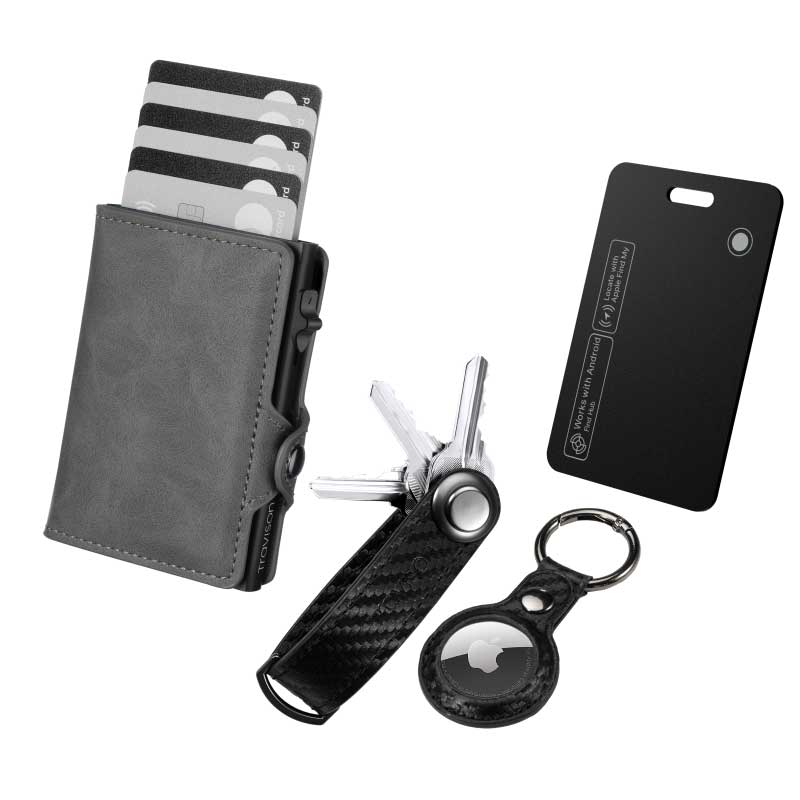 Smart Wallet + Key Organizer + Tracking Karte