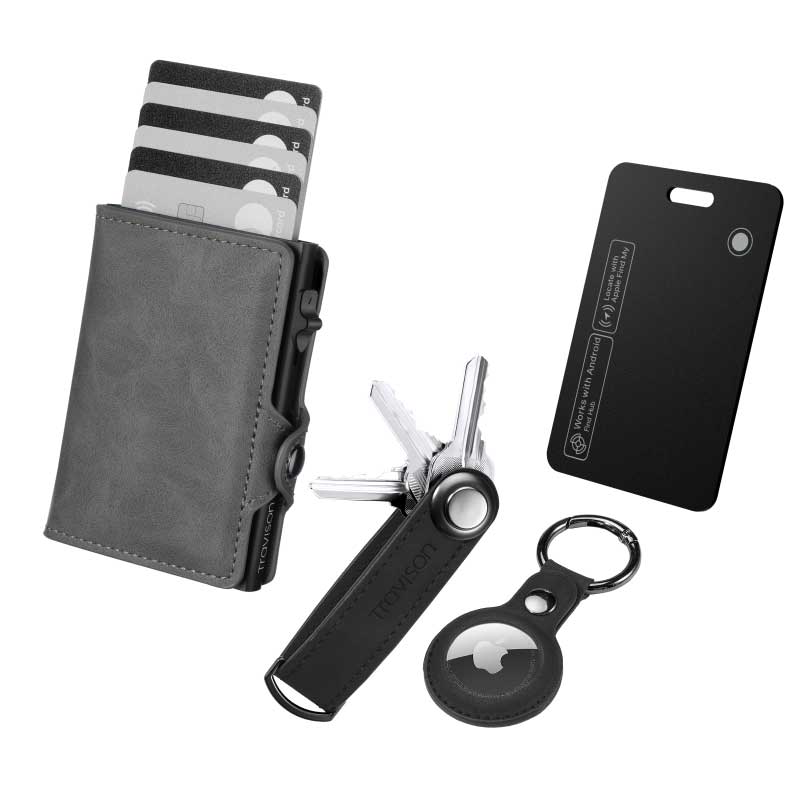 Smart Wallet + Key Organizer + Tracking Karte