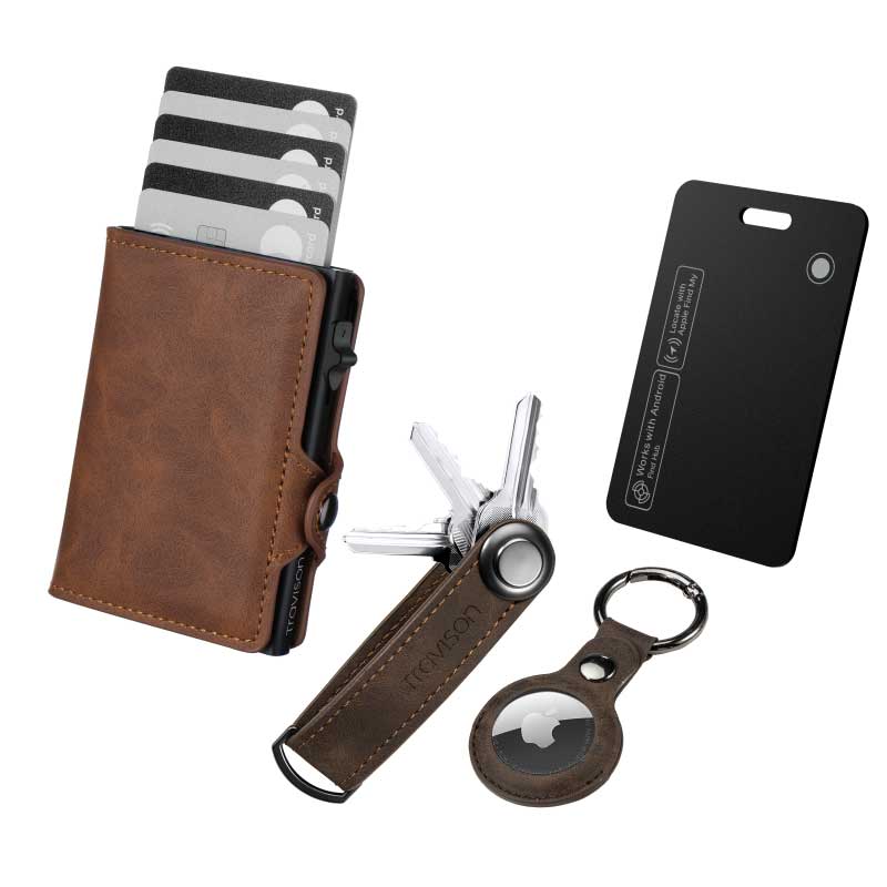 Smart Wallet + Key Organizer + Tracking Karte