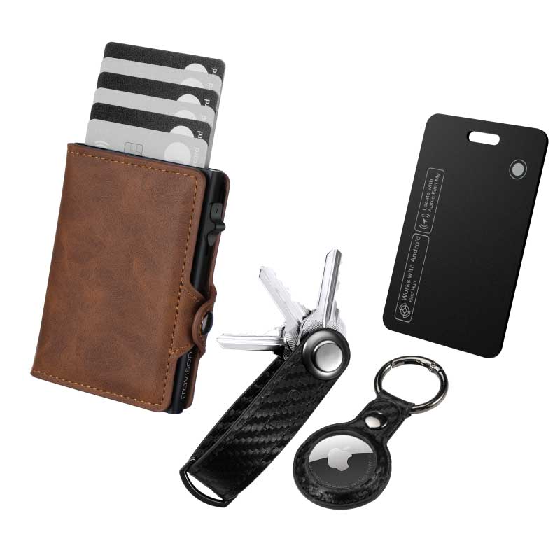 Smart Wallet + Key Organizer + Tracking Karte