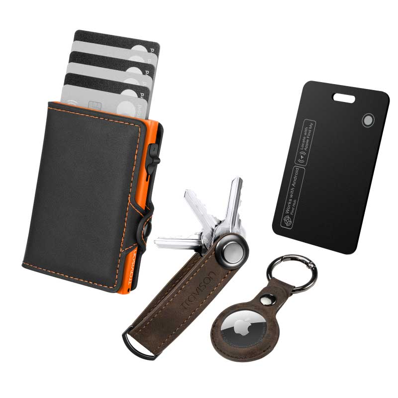 Smart Wallet + Key Organizer + Tracking Karte