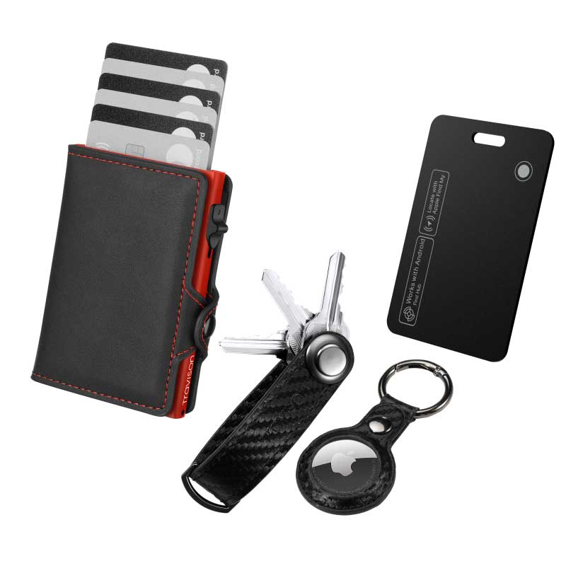 Smart Wallet + Key Organizer + Tracking Karte