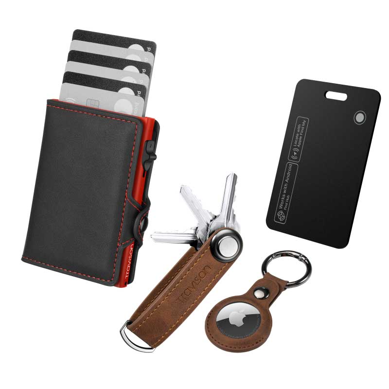 Smart Wallet + Key Organizer + Tracking Karte