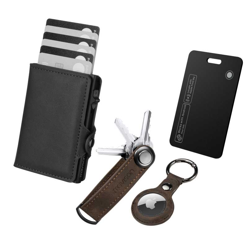 Smart Wallet + Key Organizer + Tracking Karte