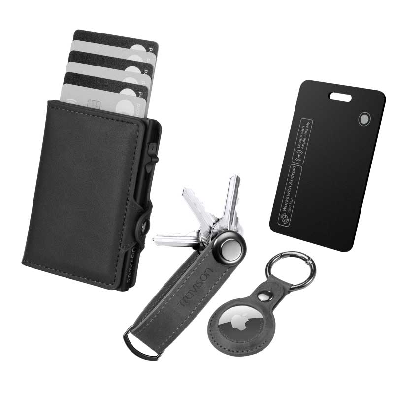 Smart Wallet + Key Organizer + Tracking Karte