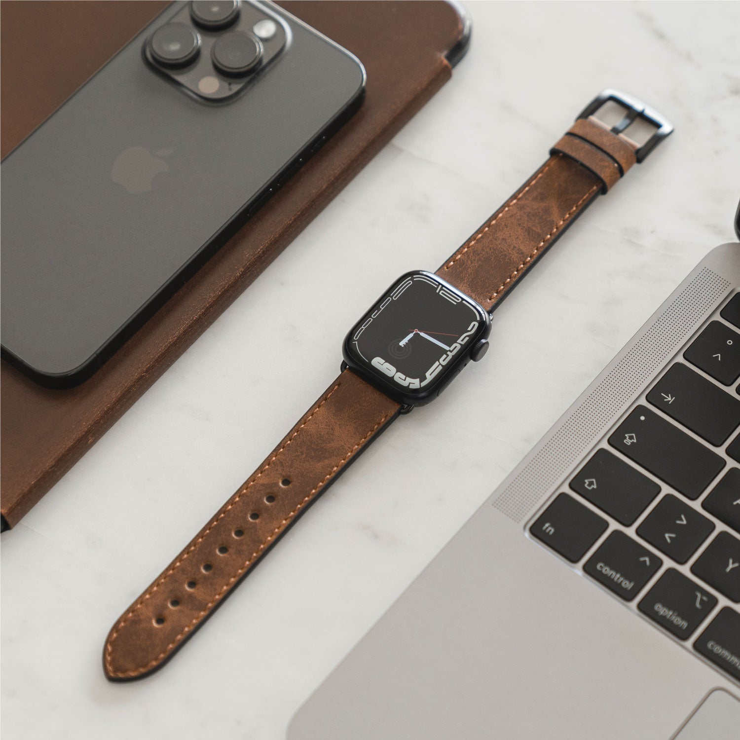 Hochwertiges Watchband in Braun aus Leder/Hellbraun