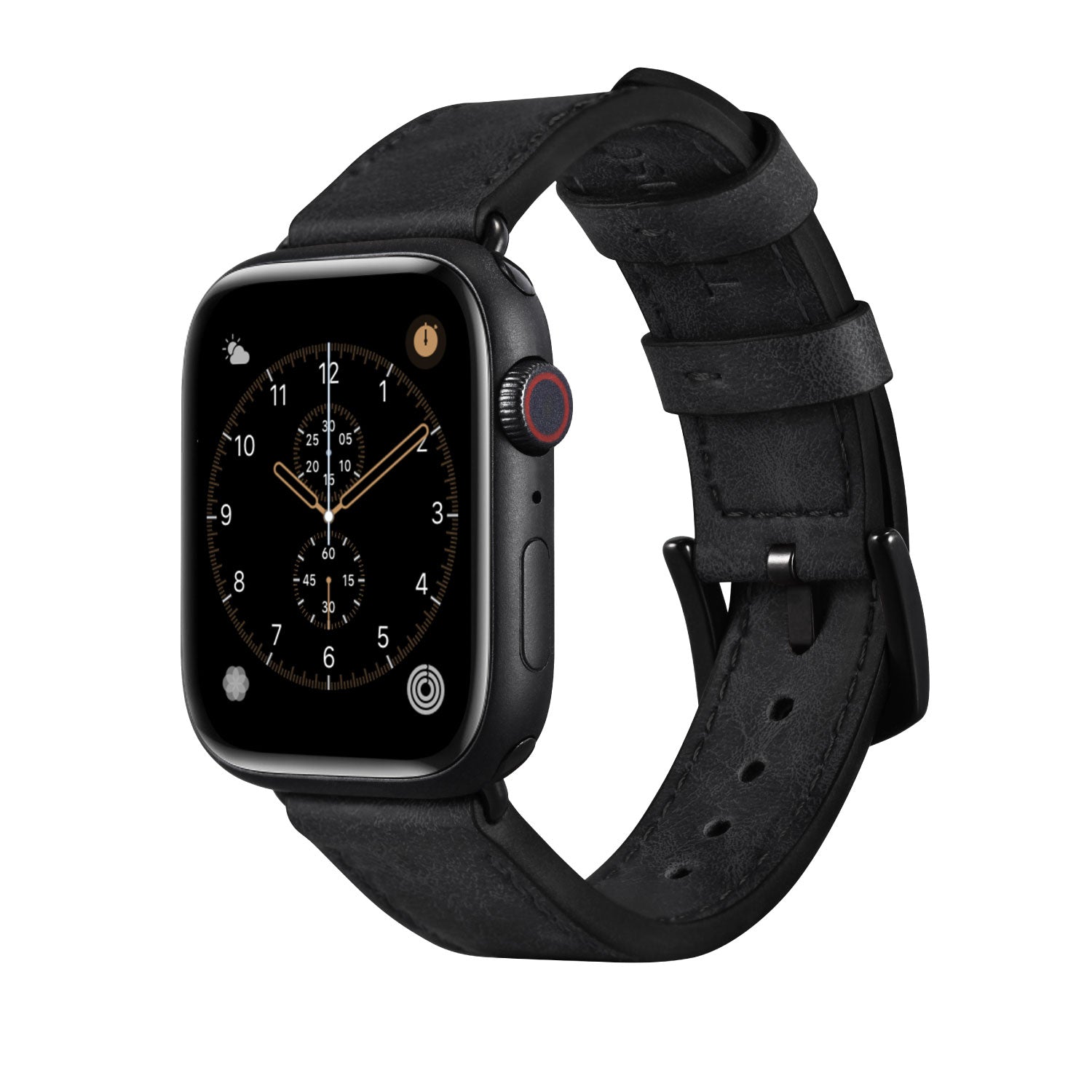 Apple Watchband Schwarz Leder/Schwarz