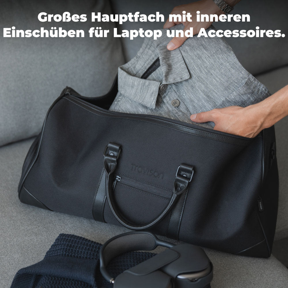 Travison Weekender - Reisetasche mit 34 Litern Stauraum eignet sich perfekt für deinen nächsten Städtetrip/Schwarz