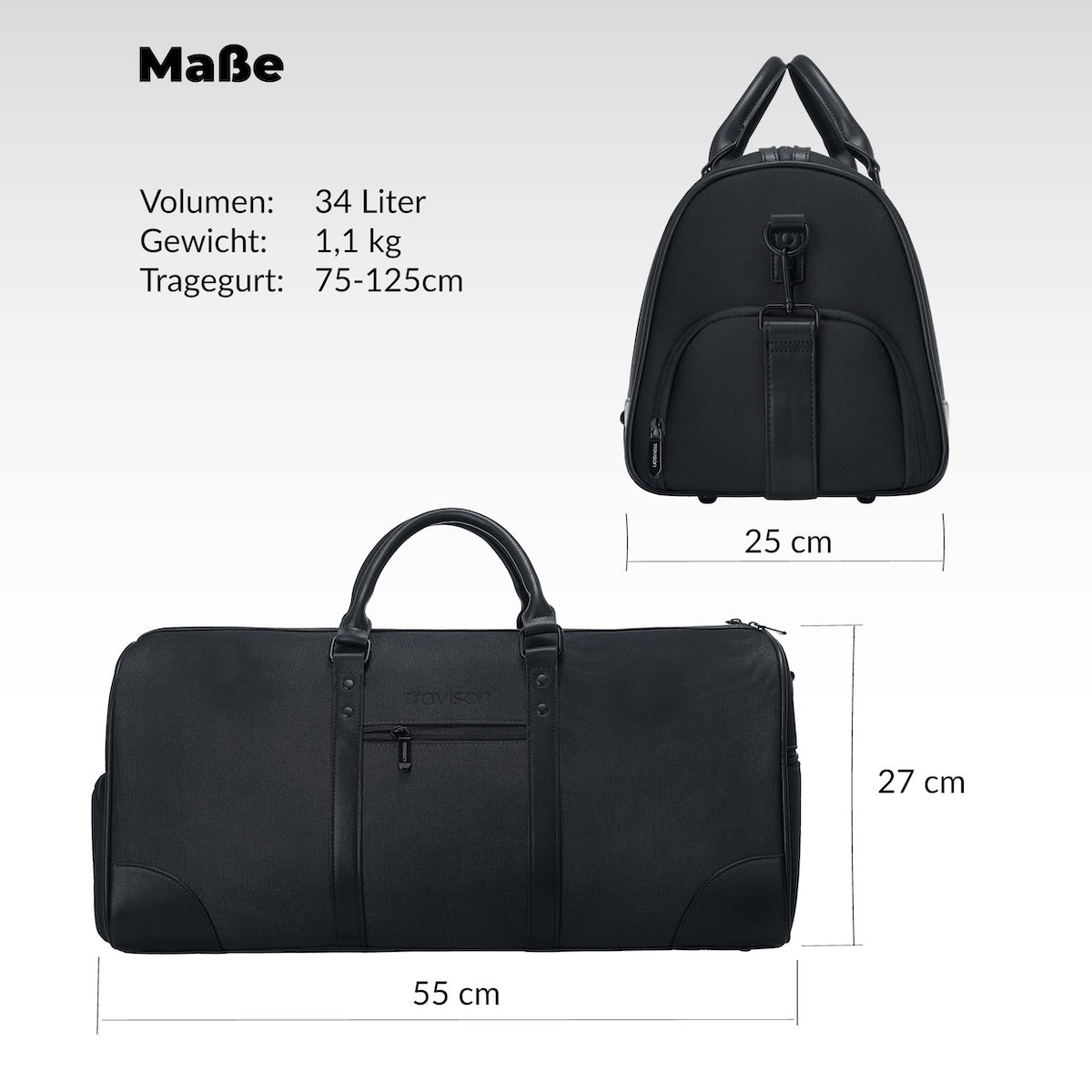 Travison Weekender Schwarz - Reisetasche - Duffle Bag/Schwarz