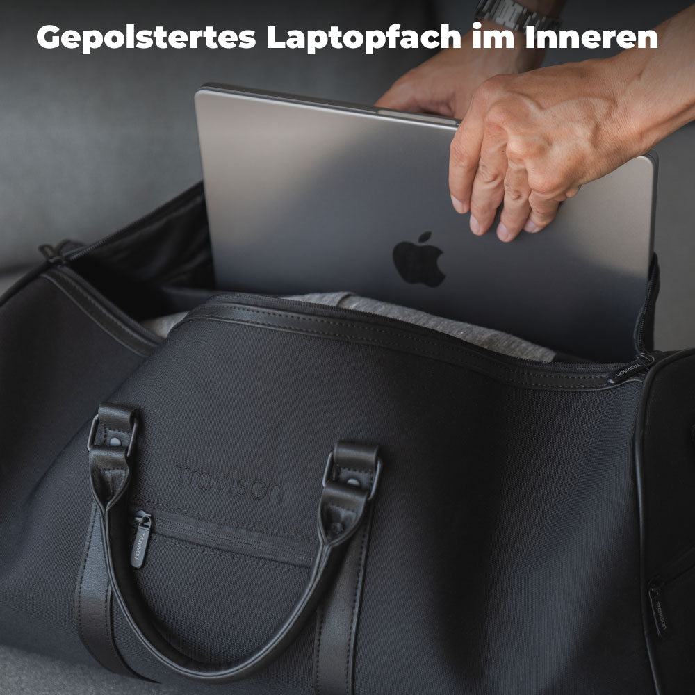 Travison Große Reisetasche - Gepolstertes Laptopfach im Inneren für bis zu 15 Zoll Laptop/Schwarz