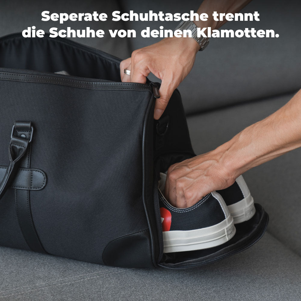 Travison Weekender mit separatem Schuhfach, sodass deine Klamotten nicht verdrecken und nicht beschädigt wird/Schwarz